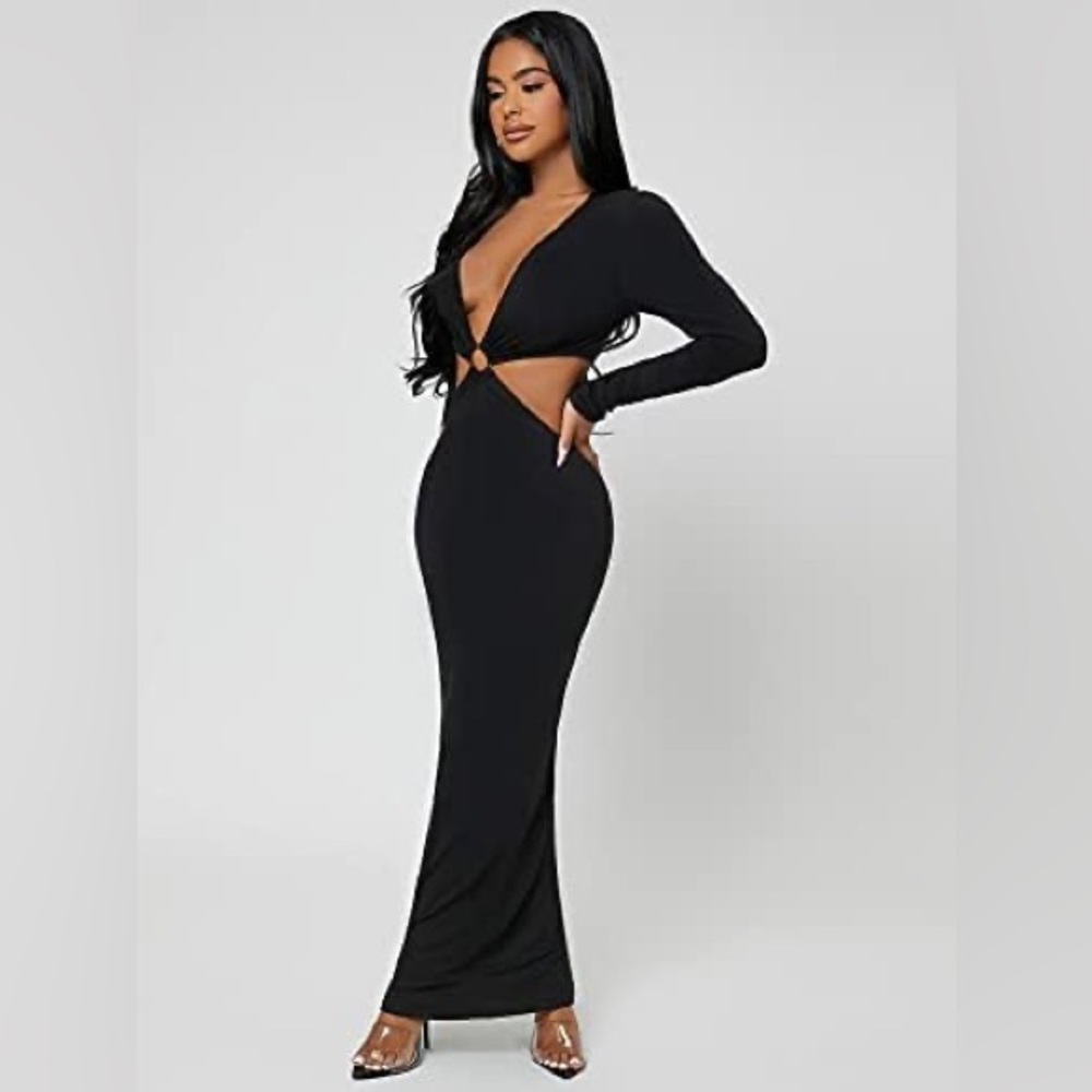 SHEIN Sxy black maxi cut-out dress